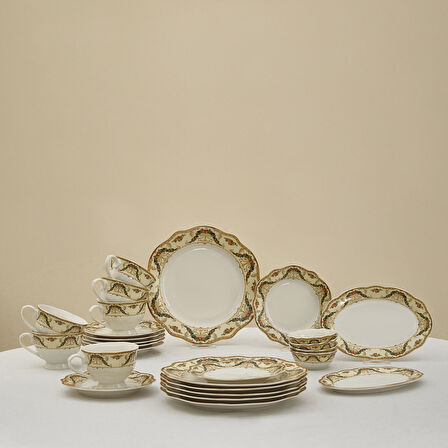 Karaca Forever Bone Orlando 26 Parça 6 Kişilik Kahvaltı Takımı