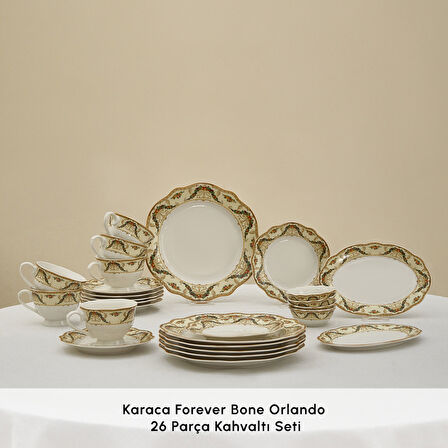 Karaca Forever Bone Orlando 26 Parça 6 Kişilik Kahvaltı Takımı