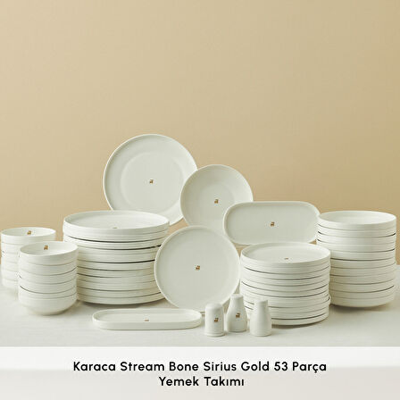 Karaca Stream Bone Sirius Gold Logo 53 Parça 12 Kişilik Yemek Takımı