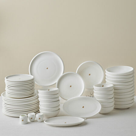 Karaca Stream Bone Neptun Gold Logo 53 Parça 12 Kişilik Yemek Takımı