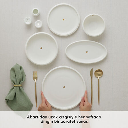 Karaca Stream Bone Neptun Gold Logo 53 Parça 12 Kişilik Yemek Takımı