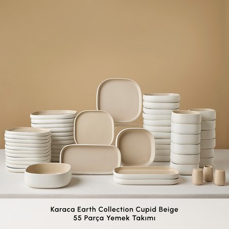 Karaca Earth Collection Cupid Beige 55 Parça 12 Kişilik Yemek Takımı