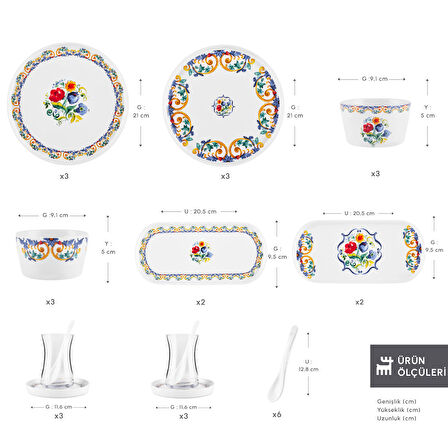 Karaca Stream Bone Vita 34 Parça 6 Kişilik Kahvaltı Takımı