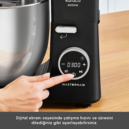 Karaca Mastermaid Chef Ultra D2000W Dijital Ekranlı Hamur Yoğurma Makinesi Black 7L