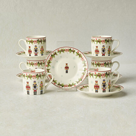 Karaca New Year Yılbaşı Kurşun Asker 6 Kişilik Kahve Fincan Takımı 80 ml