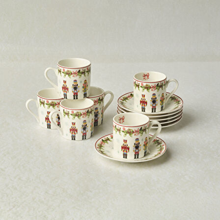 Karaca New Year Yılbaşı Kurşun Asker 6 Kişilik Kahve Fincan Takımı 80 ml