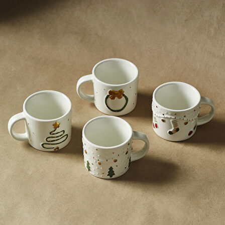 Karaca New Year Yılbaşı Bliss 4 Kişilik Kahve Fincan Takımı 100 ml