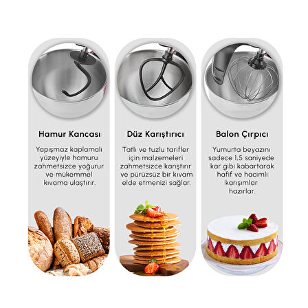 Karaca Mastermaid Chef Ultra D2000W Dijital Ekranlı Hamur Yoğurma Makinesi Tiffany 7L 