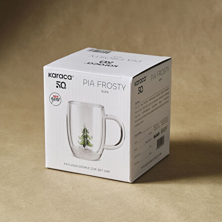 Karaca New Year Yılbaşı Pia Frosty Pine Tree Çift Cidarlı Cam Kupa 350 ml