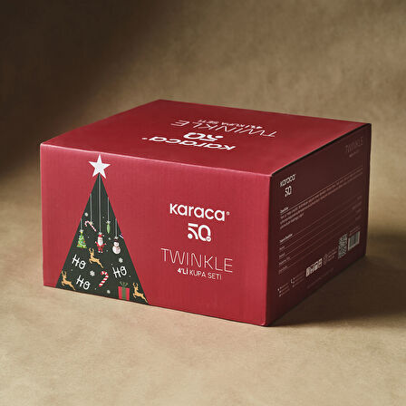 Karaca New Year Yılbaşı Twinkle 4 Kişilik Kupa Seti 340 ml