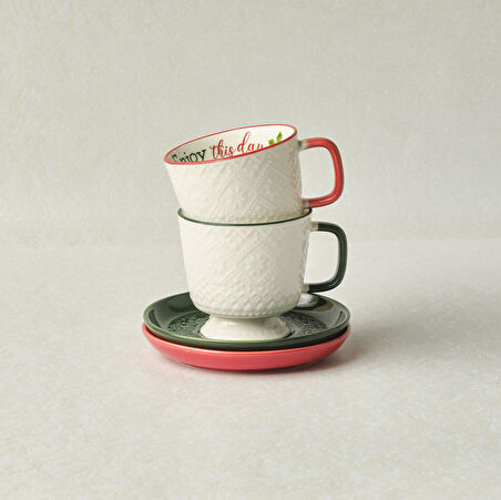 Karaca New Year Yılbaşı Snowflake 2 Kişilik Çay / Kahve Fincan Takımı 230 ml