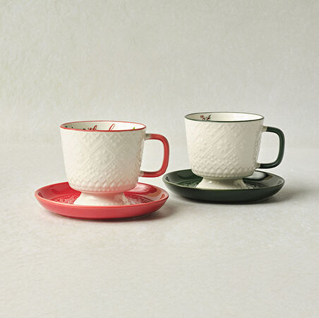 Karaca New Year Yılbaşı Snowflake 2 Kişilik Çay / Kahve Fincan Takımı 230 ml