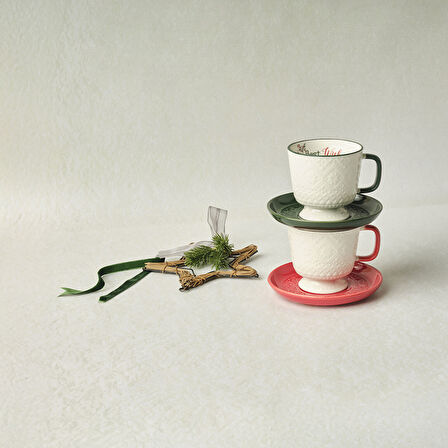 Karaca New Year Yılbaşı Snowflake 2 Kişilik Çay / Kahve Fincan Takımı 230 ml