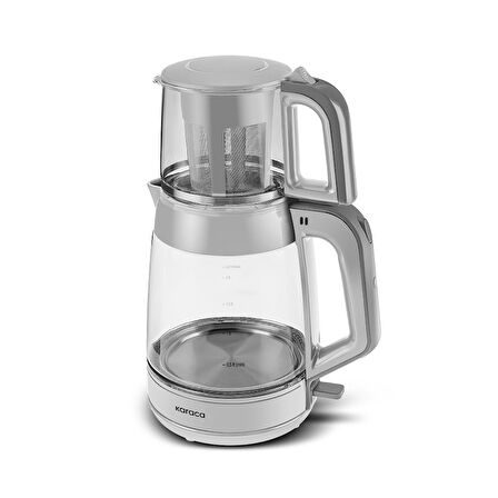 Karaca Glass Tea XL 2 in 1 Cam Çay Makinesi Cool Gray