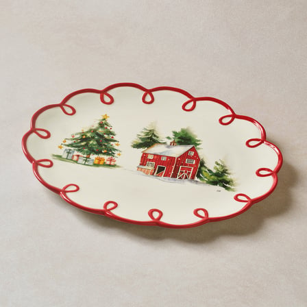 Karaca New Year Yılbaşı Cottage Kayık Tabak 30,5 cm