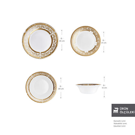 Karaca Forever Bone Goldenia 24 Parça 6 Kişilik Yemek Takımı