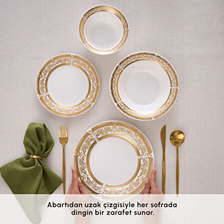 Karaca Forever Bone Goldenia 24 Parça 6 Kişilik Yemek Takımı