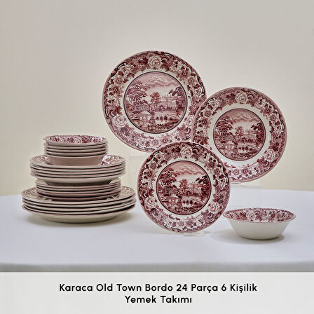Karaca Old Town 24 Parça 6 Kişilik Yemek Takımı Bordo