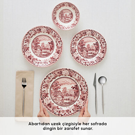 Karaca Old Town 24 Parça 6 Kişilik Yemek Takımı Bordo