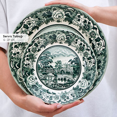 Karaca Old Town 24 Parça 6 Kişilik Yemek Takımı Yeşil