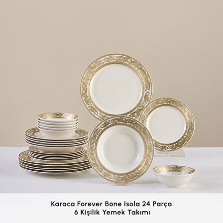 Karaca Elegance Bone Isola 24 Parça 6 Kişilik Yemek Takımı