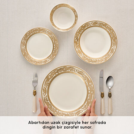 Karaca Elegance Bone Isola 24 Parça 6 Kişilik Yemek Takımı