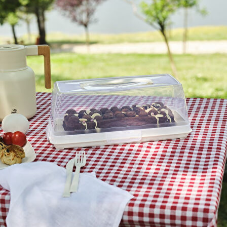 Karaca Container Rocca Baton Pasta Taşıma Fanusu Krem