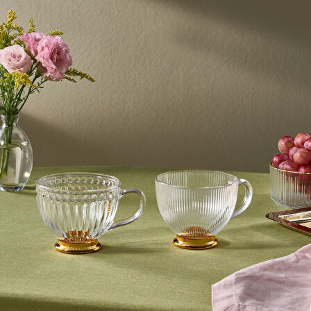 Karaca Esin Çizgili Cam Mug 420 ml