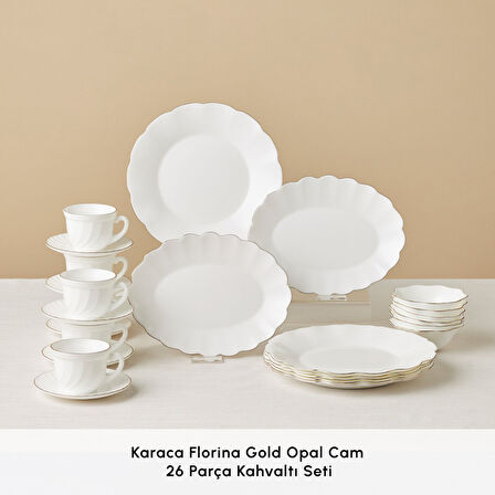 Karaca Florina Gold Opal Cam 26 Parça 6 Kişilik Kahvaltı Takımı