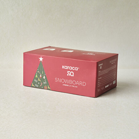 Karaca New Year Yılbaşı Snowboard Kaşıklı 2 Kişilik Çay Fincan Takımı 300 ml 