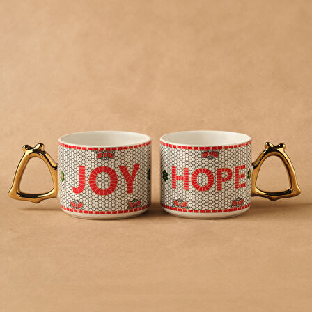 Karaca New Year Yılbaşı Jingle Bells 2 Kişilik Kupa Seti 300 ml