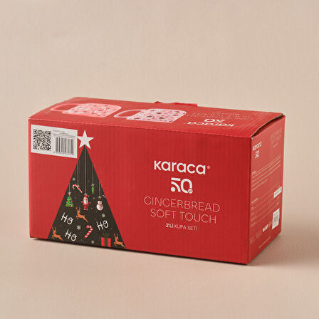 Karaca New Year Yılbaşı Gingerbread Soft Touch 2 Kişilik Kupa Seti 470 ml