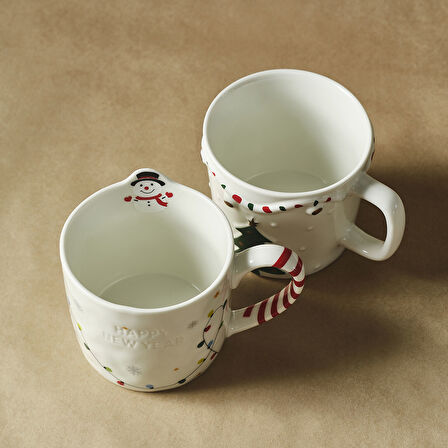 Karaca New Year Yılbaşı Glowy Tree Flake 2'li Kupa 460 ml