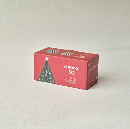 Karaca New Year Yılbaşı Kırmızı ve Yeşil Çizgili 2'li Kupa Seti 330 ml