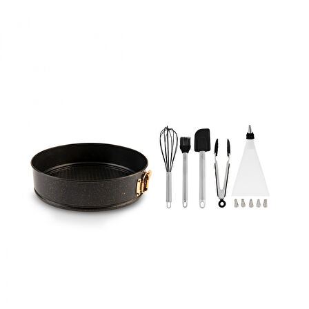 Karaca Black Pro 11 Parça Kek Kalıbı ve Pasta Servis Seti 