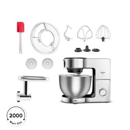 Karaca Multichef Ultra Inox Kıyma Çekme/Sucuk-Sosis/İçli Köfte Aparatlı Hamur Yoğurma Makinesi  2000W 8L