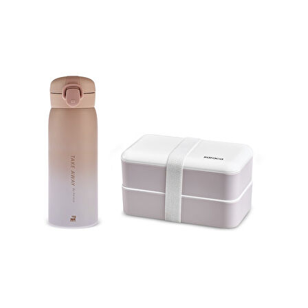 Karaca Skyfall Sızdırmaz Termos 500 ml ve Alesta Lunch Box Pudra