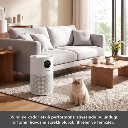Karaca Oksijen Plus S1 Compact Hava Temizleyici HEPA Filtreli (True HEPA / H13) ve Akıllı Lazer Sensörlü Matte White