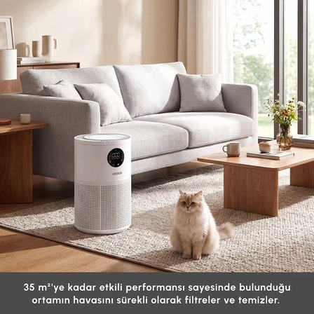Karaca Oksijen Plus S1 Compact Hava Temizleyici HEPA Filtreli (True HEPA / H13) ve Akıllı Lazer Sensörlü Matte White
