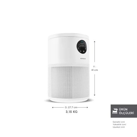 Karaca Oksijen Plus S1 Compact Hava Temizleyici HEPA Filtreli (True HEPA / H13) ve Akıllı Lazer Sensörlü Matte White