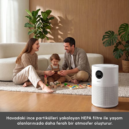 Karaca Oksijen Plus S1 Compact Hava Temizleyici HEPA Filtreli (True HEPA / H13) ve Akıllı Lazer Sensörlü Matte White