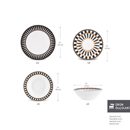 Karaca Elegance Bone Helsinki 24 Parça 6 Kişilik Yemek Takımı