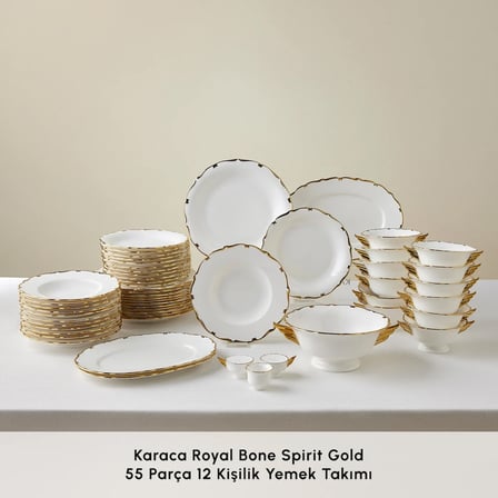Karaca Royal Bone Spirit 55 Parça 12 Kişilik Yemek Takımı