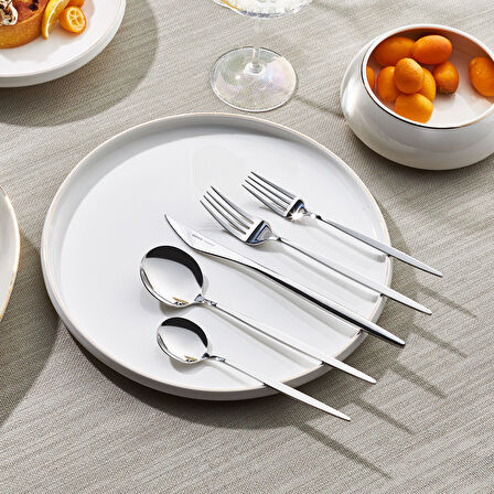 Karaca Porto 30 Parça 6 Kişilik Çatal Kaşık Bıçak Takımı Platin