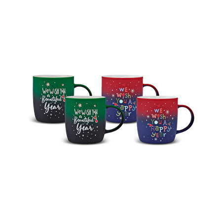 Karaca New Year Yılbaşı Soft Touch 4 Kişilik Kupa Seti 350 ml