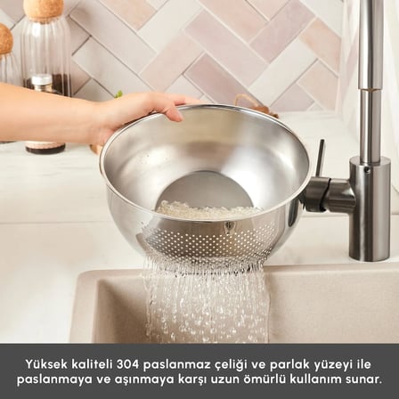 Karaca Mutfaksever Flow Çelik Süzgeçli Yıkama Kabı 24 cm