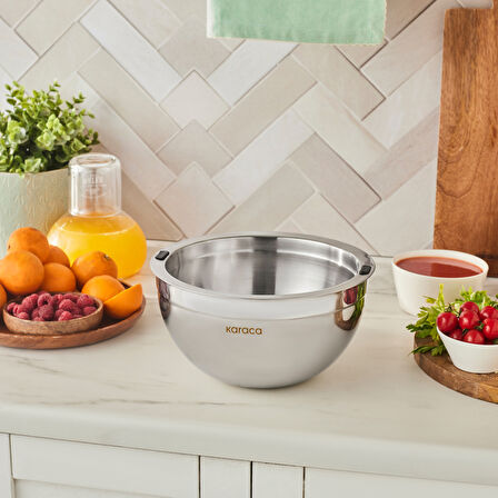 Karaca Mutfaksever Ice Hot Bowl Çift Cidarlı ve Su Hazneli Çelik Servis Kasesi 20 cm