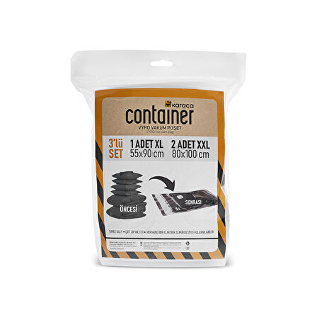 Karaca Container Vyro Vakum Poşet 3'lü Set