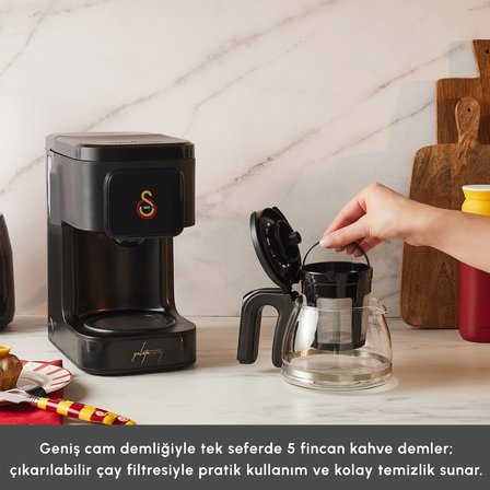 Karaca x Galatasaray Lisanslı Just Coffee Aroma 2 in 1 Filtre Kahve ve Çay Demleme Makinesi