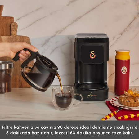 Karaca x Galatasaray Lisanslı Just Coffee Aroma 2 in 1 Filtre Kahve ve Çay Demleme Makinesi